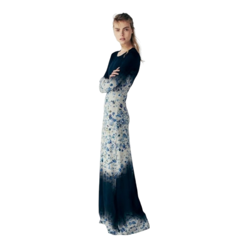 PREEN BY THORNTON BREGAZZI 2014 RESORT Elegant Floral Long Sleeve Maxi D…